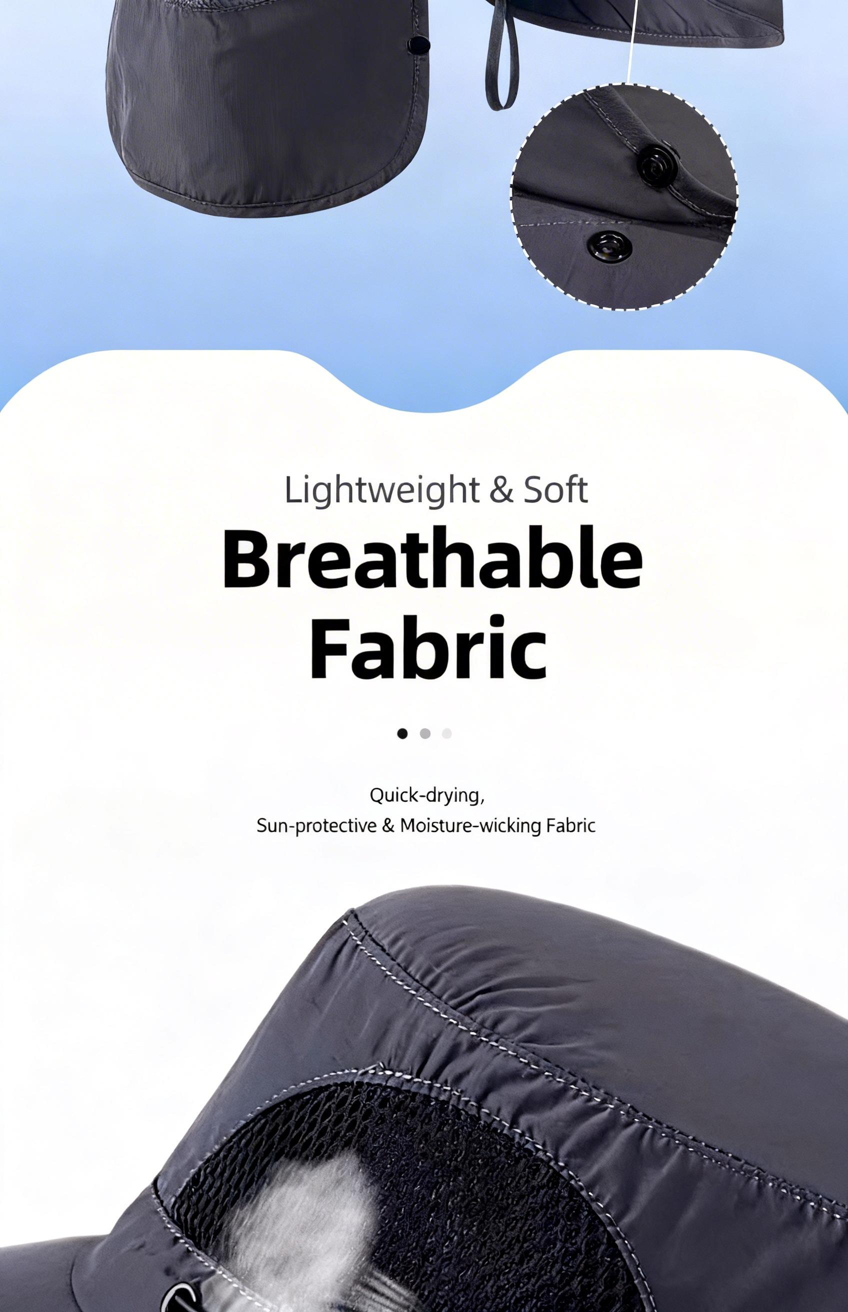 Men’s Waterproof Fishing Hat with Quick-Dry Technology – UV Protection, Wide Brim, and Detachable Face and Neck Protection for All Your Outdoor Adventures this Summer!