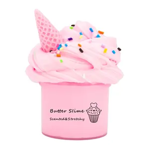 Ice Cream Cone Shaped Slime, 1/4 Counts Colorful Scented Butter Slime, Stretchy Non-sticky Slime, DIY Stress Relief Slime Toys for Boys Toys for Girls Fun Kids Toys, Toddler Toys, Squishy, Kawaii Squishies