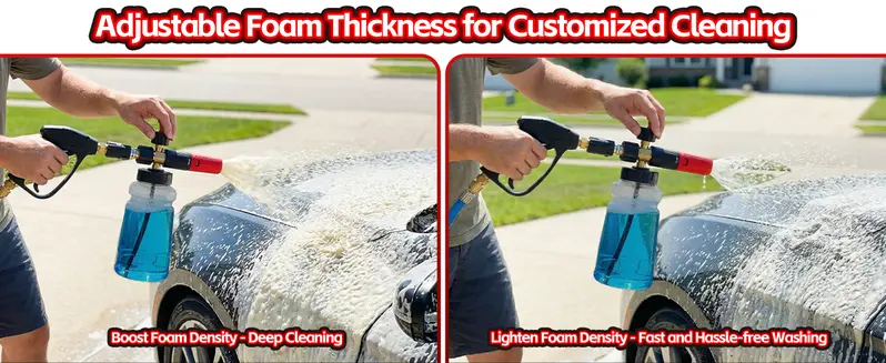 Dude, this foam cannon makes car wash day so much better. Wide mouth (no mess), 1/4" quick connect, adjustable foam, plus a spare 1.1mm nozzle. Grey. You need this！ high pressure car wash gun irrigation supply, Patio Furniture