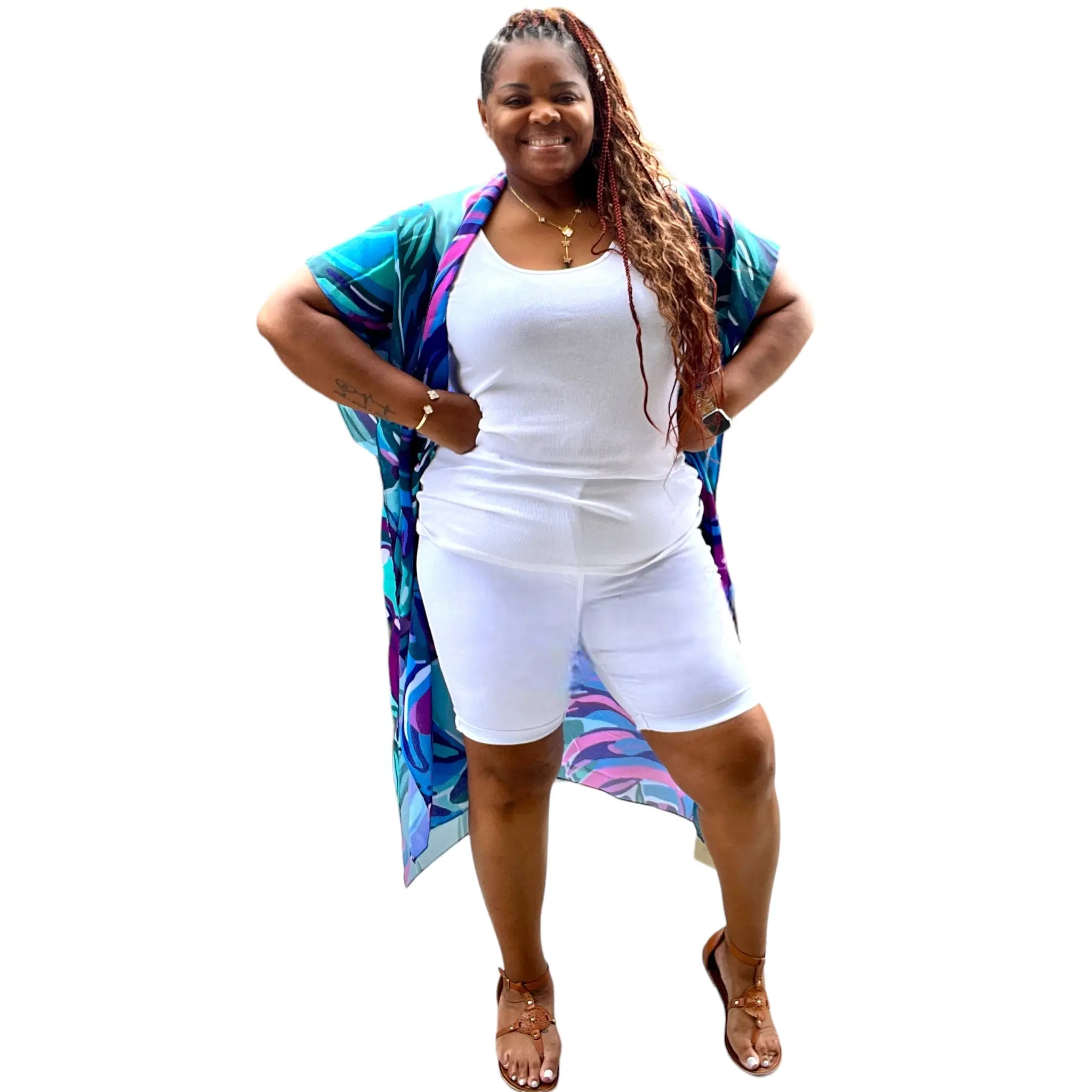 Women's Plus Size High Rise Basic Solid Cotton-Blend-Rayon Bermuda Shorts - Tailored Look Casual Daily Wear Bottoms