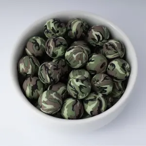 Camo Silicone Beads Printed Round Silicone Beads
