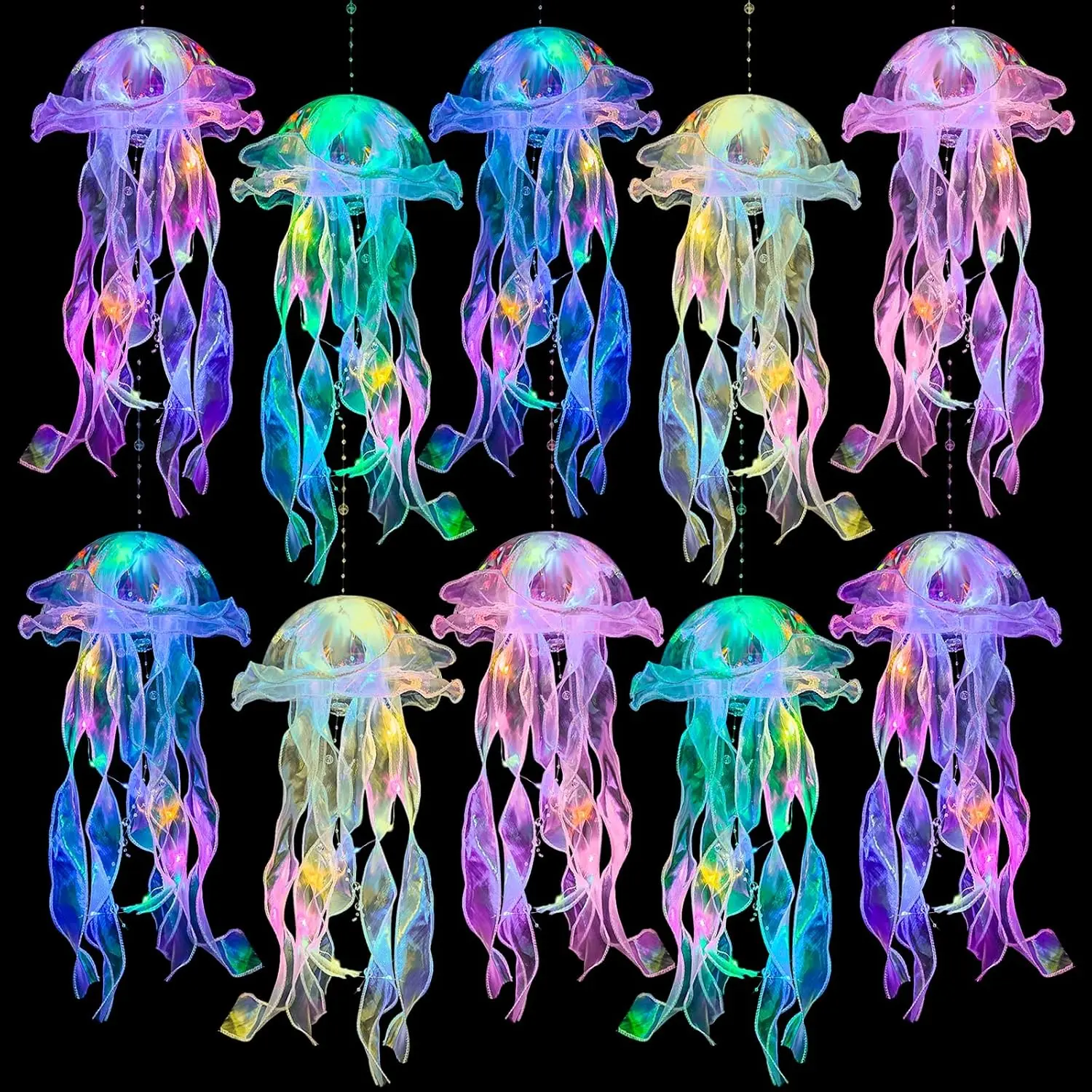 20 Pcs Light-Up Jellyfish Hanging Lantern Decorations, Party Lights Ornaments for Under The Sea Mermaid Birthday Party Ocean Themed Supplies Gifts