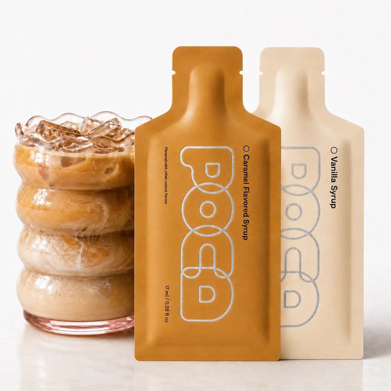 POCA Caramel + Vanilla Duo Coffee Flavor (Bundle) POCA Caramel & Vanilla Syrup Bundle - Sugar-Free, Low Calorie Coffee Sweetener Set | Plant-Based Squeeze Bottles