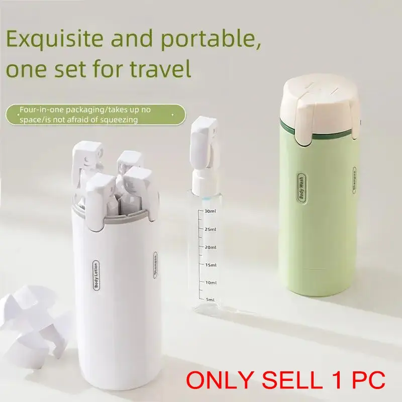 4-in-1 Portable Cosmetic Shampoo Dispenser Soap Dispenser Storage Bottle Plastic Travel Friendly Compact Design for Easy Carrying Refillable Bottle Soap Container