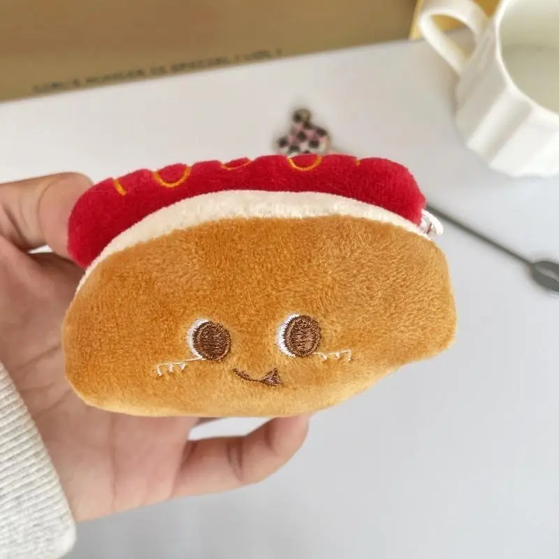 Cute Fast Food Plush Toy Keychain with Snap Hook - Stuffed Hanging Doll (Burger, Fries, Hot Dog, Chicken Leg) - Unisex Collection Gift for Children, Hamburger