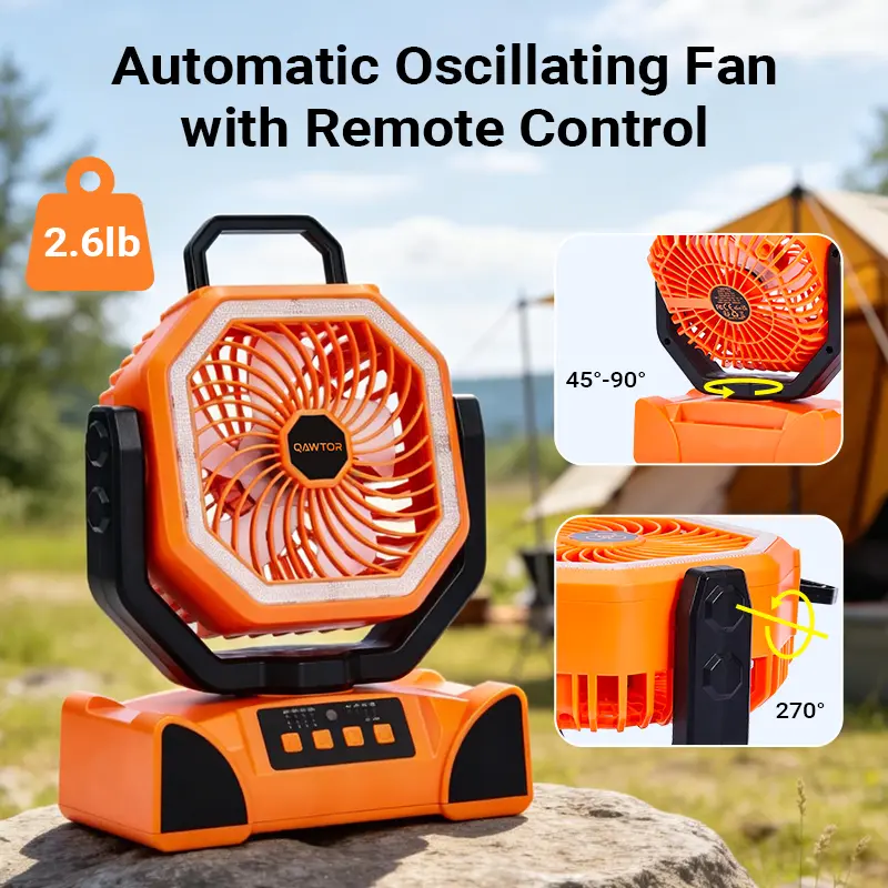 Qawtor Outdoor Emergency Rechargeable Fan (2026 New Model) - 20000mAh Batteries & Cells, LED Light, 360° Rotating Hook, 10.3 × 4.3 × 8.4 In, 58-Hour Runtime, Lightweight for Camping, Power Outages ##DealsForYouDays