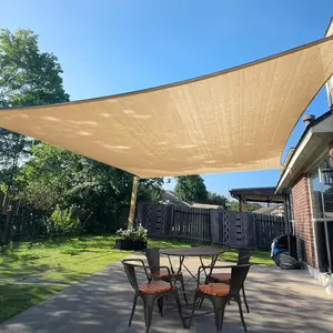 Sun Shade Sail Sand Color Rectangle Triangle Canopy UV Block Permeable Sunshade Outdoor for Patio Backyard Combine Freely