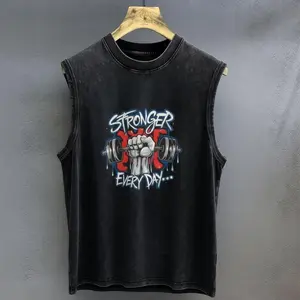 Oversized T Shirt for Men Vintage Washed Muscle Duck Cartoon Graphic Print Tank Top Sleeveless Vest Woman Gym Y2k Clothes Summer