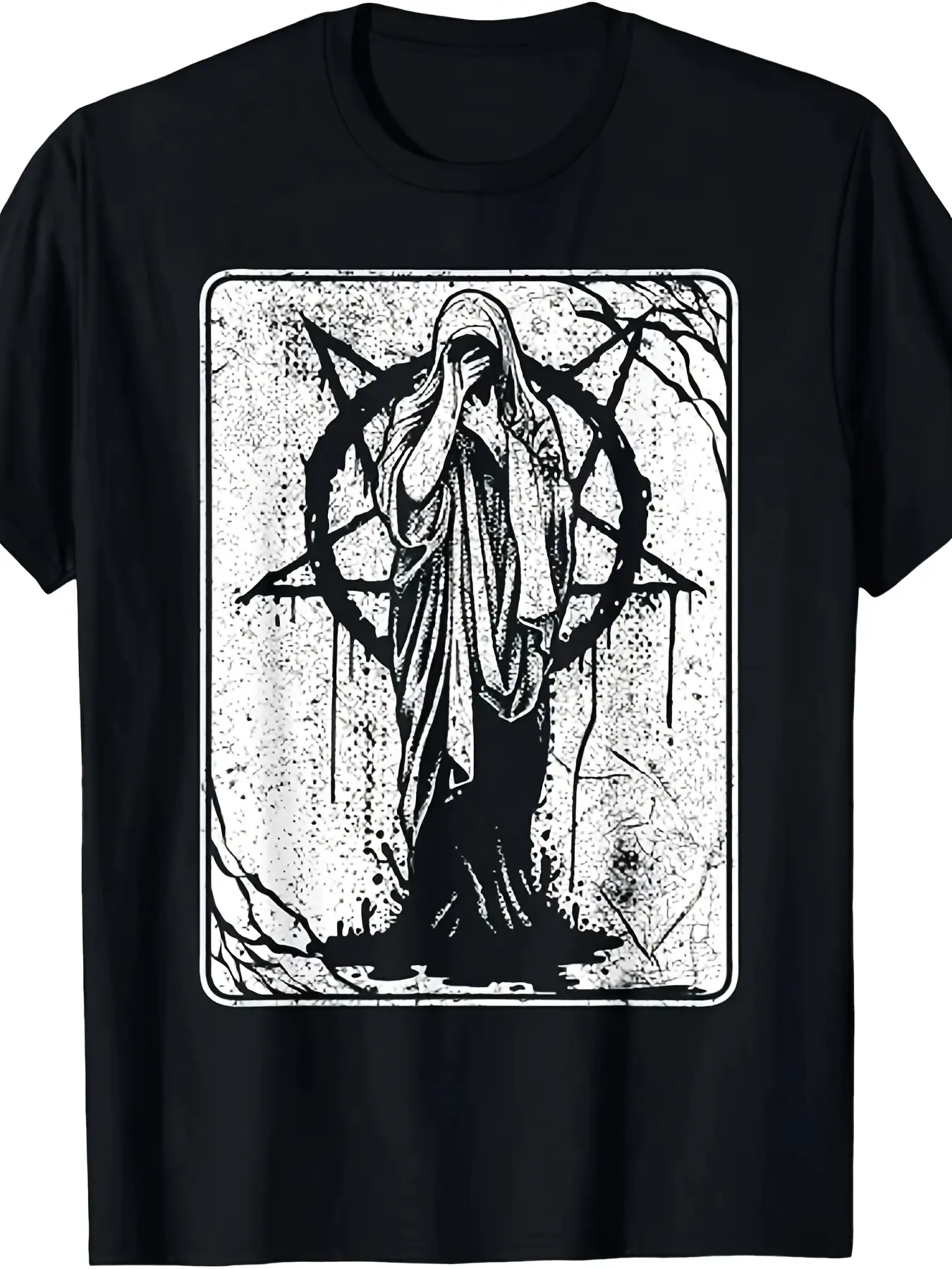 Men's & Women's Satanic Occult 666 Pentagram Gothic T-Shirt - Heavyweight Pure Dark Art Tee with Inverted 666 Number Sign, S-3XL Sizes for Year-Round Wear, Occultist Apparel