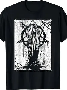Men's & Women's Satanic Occult 666 Pentagram Gothic T-Shirt - Heavyweight Pure Dark Art Tee with Inverted 666 Number Sign, S-3XL Sizes for Year-Round Wear, Occultist Apparel