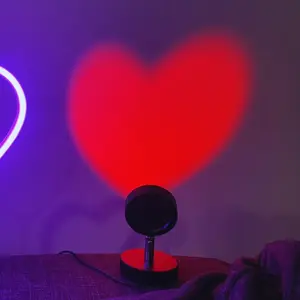 Heart Light Projector Lamp, LED Night Light for Bedroom, Led Mood Light, Led Neon Lights, USB Studio Decor Home Decoration, Birthday Christmas Gift Idea, Led Neon Sign