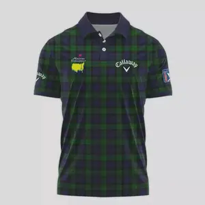 Shop the Stylish Masters Tournament Callaway Golf Polo Shirt in Green & Purple Watch Tartan Plaid – Perfect for Golf Enthusiasts! Casual Cotton