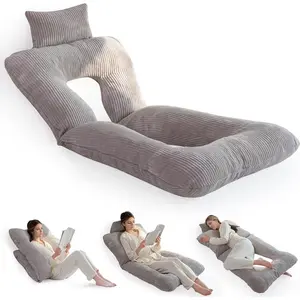 Reading Pillow,  Pillow for Sitting in Bed and Couch, Gaming Pillow for Adults, Sit Up Support for Bed, Grey