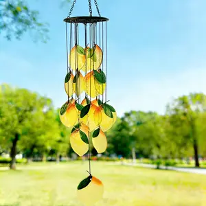 1 piece of 21-piece lemon hot-melt glass wind chime, colorful wind chime hanging decoration, suitable for outdoor home decoration, can be used in the entrance hall, balcony, corridor, bedroom, living room, courtyard, perfect gift for wind chime lovers