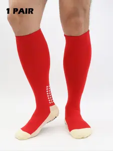 Unisex Long Soccer Socks with Anti-Slip Silicone Bottom, Sporty Running Tennis Basketball Socks, over Knee High Tube Socks for All Seasons