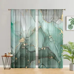 Marble Pattern Curtain, 2 Counts Modern Simple Art Printing Curtain, Window Curtain, Room Decor Curtain for Home Living Room Bedroom Study Room Kitchen Dining Room Bathroom