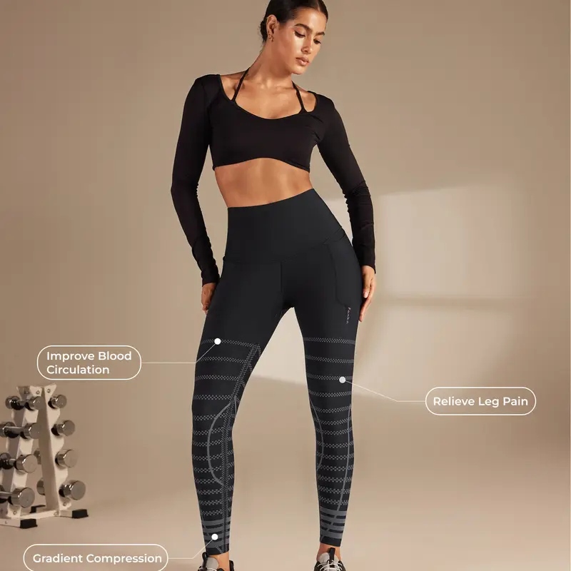 Fanka RecoverEZ Leggings (Reversible Wear)- Stretchy High Waist Compression Garment Leggings, Graduated Compression for Circulation Boost, Muscle Recovery Support, Athleisure Wear,summerwins