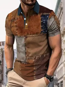 Men's Casual Fashion Classic Short Sleeve Print Polo Shirt Fitted, Comfortable Breathable Wear, Perfect for Daily, Gift for Boyfriend, Travel, Breathable Polo Shirts