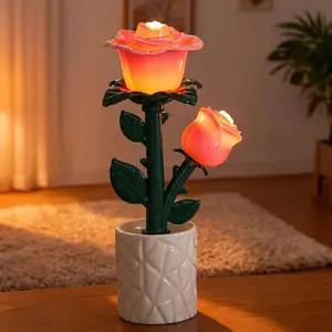 Aesthetic Pink Rose Night Light - Cordless Floral Desk Lamp & Fairy Room Decor, Cute Bedside Gift for Girlfriend,fairy lamp,Portable flower light,Pink rose night light,Floral table lamp,Mini rose desk lamp,LED flower decor,Bedside table decor