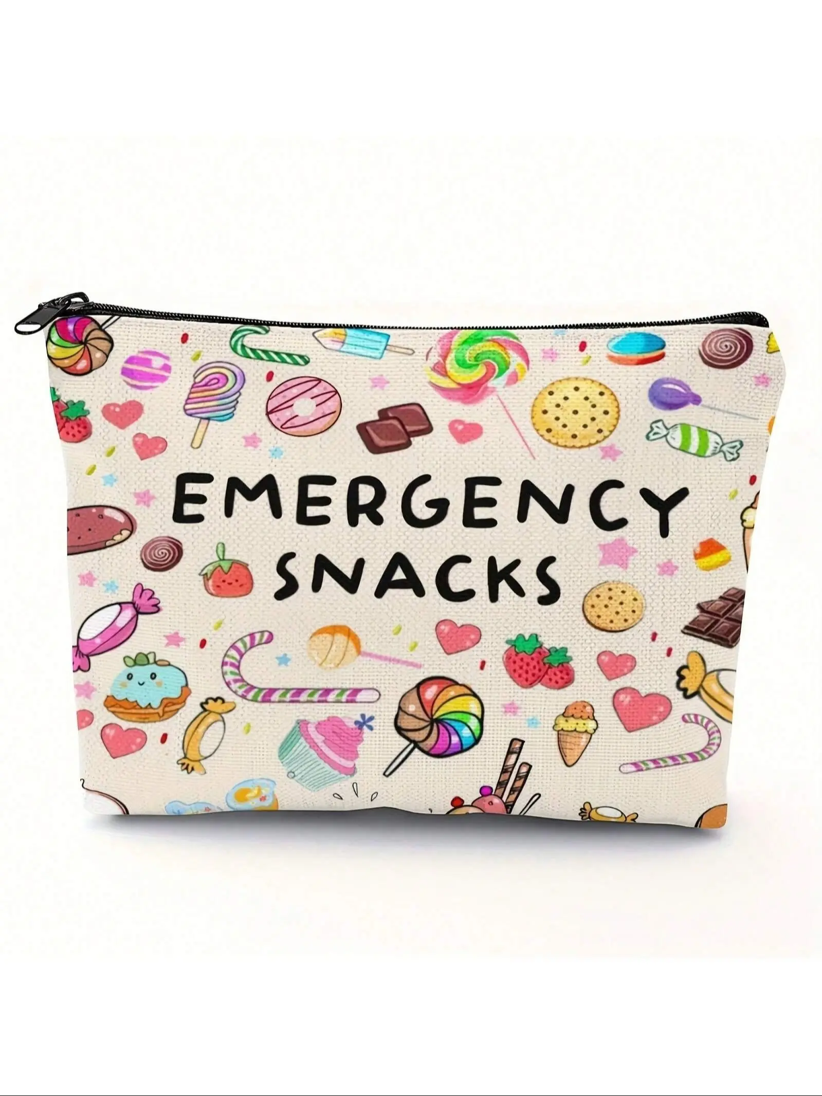 "EMERGENCY SNACKS" Zipper Pouch Grab this bag, perfect for all your cravings & daily essentials, A multi-purpose travel organizer, makeup bag, Cosmetics Bag, Ideal gift for snack lovers, best friends Travel Cosmetic Bags