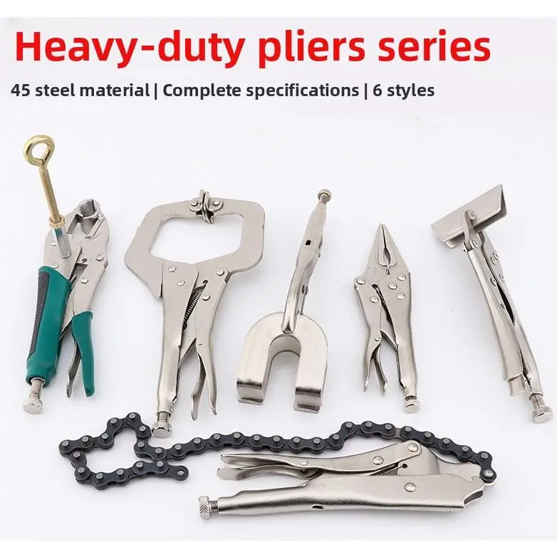 Heavy-Duty Adjustable Locking Jaw Curved Power Pliers with C-Type Round Nozzle, Multi-Material Grip, Fiberglass Construction, High-Strength Steel Core for Drywall, Anti-Corrosion Floor Heating Chain Welding (6 Styles)