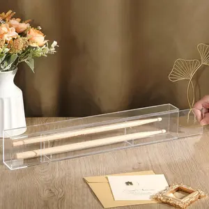 Drumstick Display Case 18 x 2 x 3.5'' Double Drum Stick Holder Display Case Clear Acrylic Wall Mounted UV Protection Drum Accessories Drummers Gift for Collector Memorabilia Souvenirs