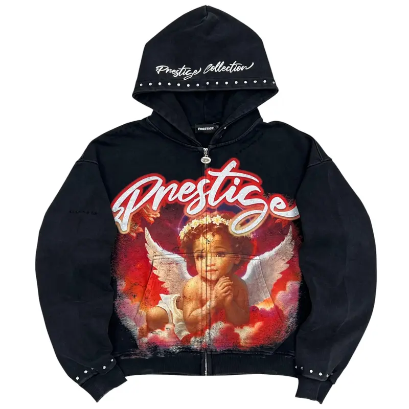 Black Prestige Angel Hoodie Red