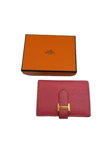 Pre-owned HERMÈS Goatskin Small Leather Goods Bearn Cardholder GHW LS458