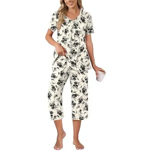 08 pleated Beige Black Flower