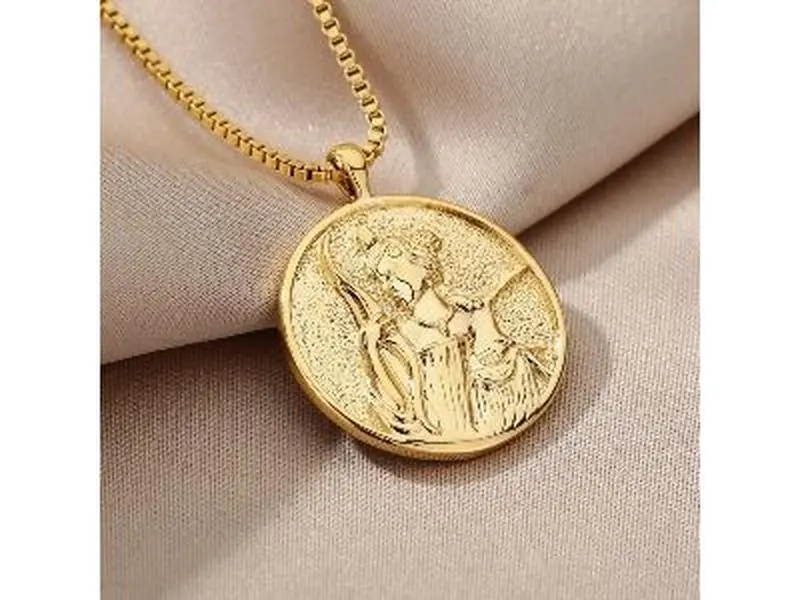 DYFUHO Greek Mythology Arttemis Hecate Athena Persoanalized Medal Necklace,Medallion Queen Godddess Coin Necklace for Women
