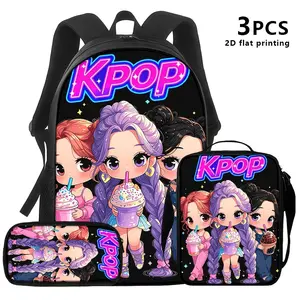 A backpack, crossbody bag, and storage bag with an anime style, decorated with anime characters holding drinks against a starry sky background; perfect for adults' daily travel, study, or commuting.