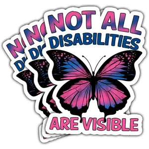 COMBO 3 PCS Not All Disabilities are Visible Butterfly Sticker, Dysautonomia Awareness Vinyl Sticker, Invisible Illness Stickers, Mental Health Decal