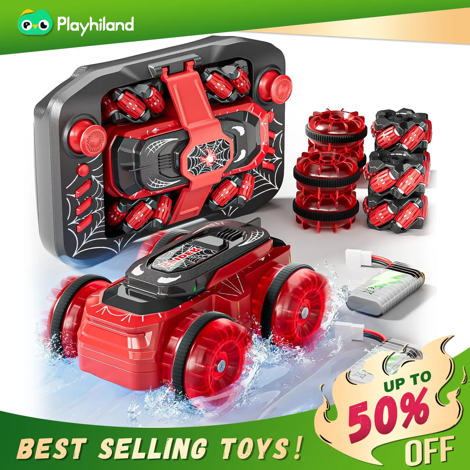 Talgic Rc Mini Amphibious Car Red & Pink Best Toy Boy Toy Gift Toy Kids 3 4 5 6+ with Controller Compact Design for Versatile Carving