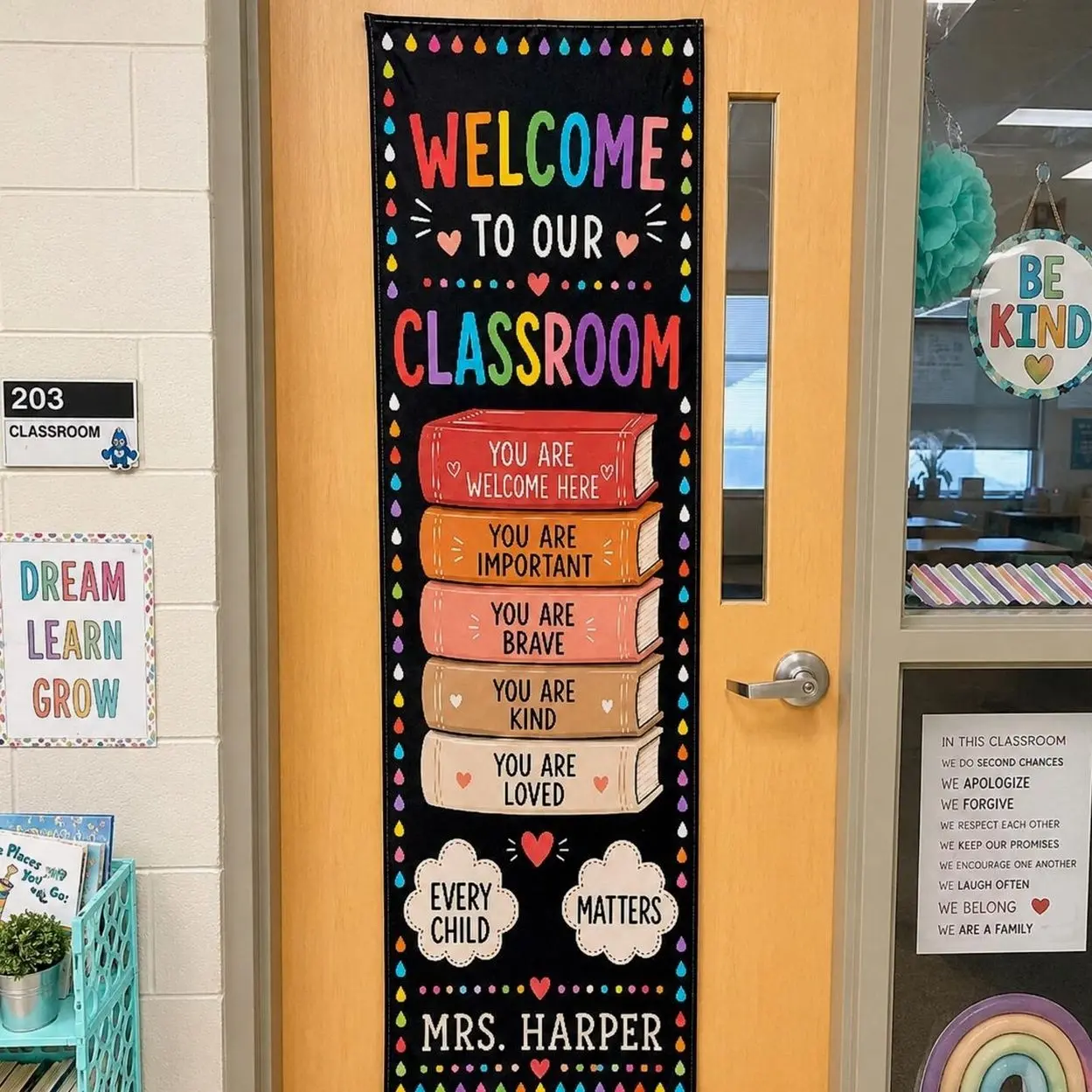 Personalized Every Child Matters Classroom Door Banner, Teacher Tapestry, Back to School Decor