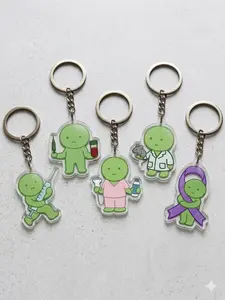 Smiskii Science keychain, Purple Ribbon, Research, Ultrasound, Syringes, Gift For Everyone