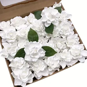 25 Pcs Artificial White Foam Gardenias For DIY Wedding Bouquets, Flower Arrangements, Party Table Flowers, Home Decor And Indoor And Outdoor Decoration. Decorative Fruit Plants Ornaments