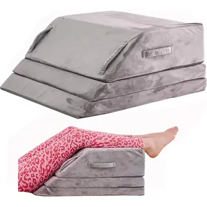 Wedge Pillow for Sleeping, 3-Height Memory Foam Leg Elevation Bed Wedge Pillow for After Surgery, Relieves Swelling Back Pain Sciatica Knee Ankle Pain, Size L 24"