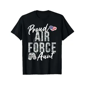 Proud Air Force Aunt USAF Graduation T-Shirt - 100% Cotton, Soft & Breathable with Patriotic Emblem Design, Comfort Fit for Casual Wear, Machine Washable - Black Gift, Unisex, Hot selling items, Soft, Breathable, Lightweight - Crew Neck, Regular Fit - Mac