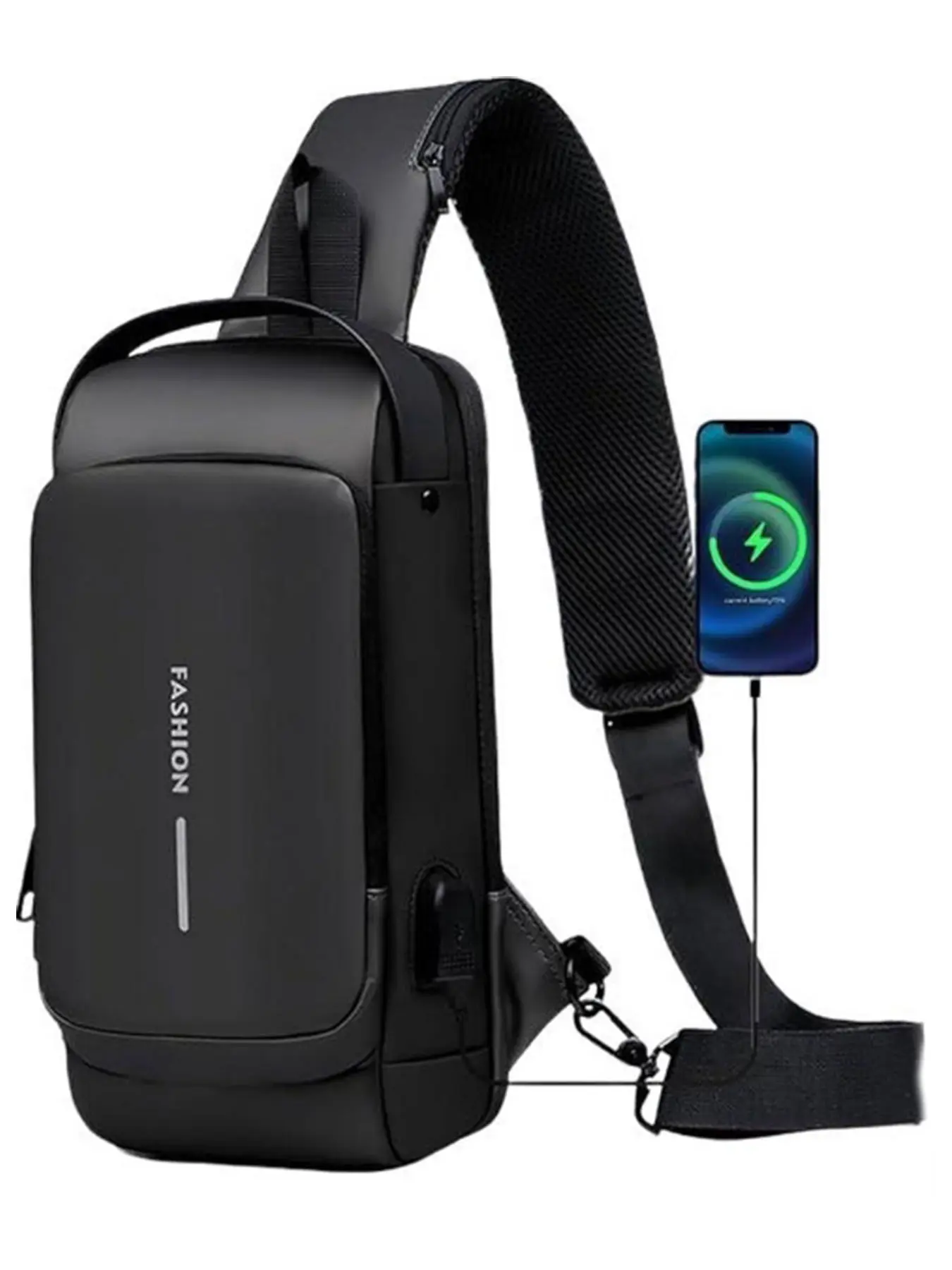Men's Waterproof Anti-Theft Messenger Bag with USB Port, Casual Crossbody Shoulder Bag for Travel Work School Daily Use, Adjustable Shoulder Bag, Crossbody Chest Bag, Anti Theft Sling