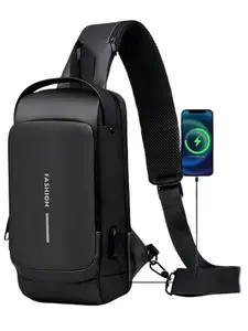 Men's Waterproof Anti-Theft Messenger Bag with USB Port, Casual Crossbody Shoulder Bag for Travel Work School Daily Use, Adjustable Shoulder Bag