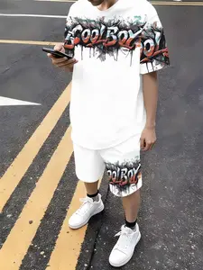 Teen Fashion Shorts Set, Stylish Cool Street English Letter Pattern, Spring Summer Short Sleeve T-Shirt and Shorts 2 Piece Set, Boys Outdoor Casual Wear, Graphic Print Set, Summer Clothing Set