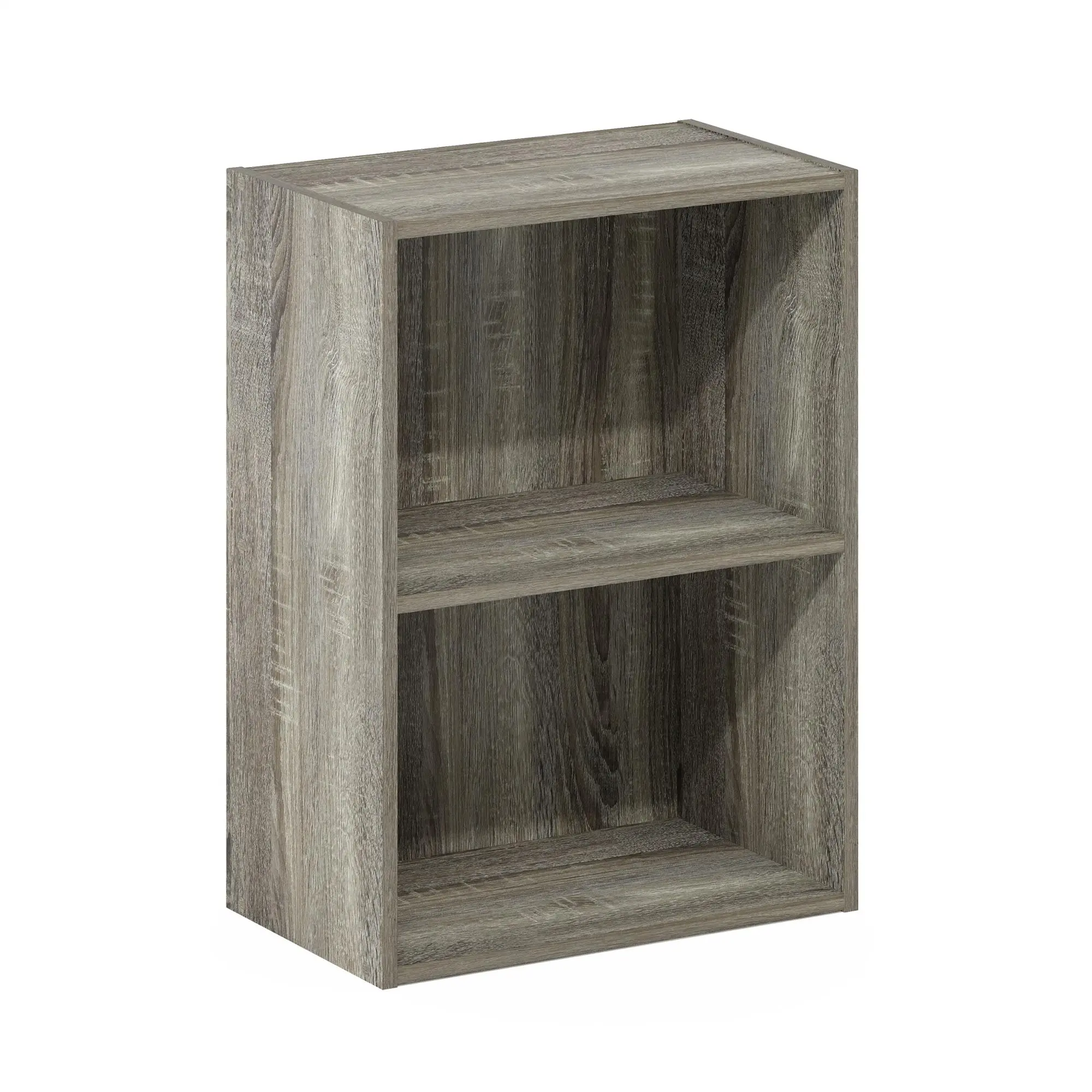 LUDER 2-Tier Modern Open French Oak Shelves - 9.3(d)x15.6(w)x21.2(h)in CARB Grade Storage, Space-Saving Furniture, Apartment Friendly Hacks, Book Nook/Collectibles Display, Clean Aesthetic, Assembly Required, Fits Most Styles, Living Room/Home Office Use