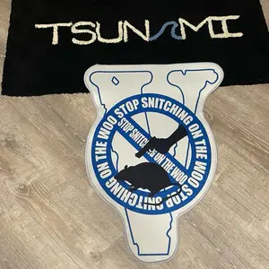 Tsunami No Snitching Rug - Stop Snitching on the Wood - Black and White Design