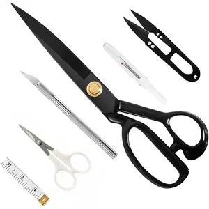 6Pcs 9 Inch Professional Tailor Scissors - Fabric Scissors Heavy Duty, Sharp Sewing Shears for Cutting Fabric, Leather, Home, Office, Artists, Dressmakers - Home Improvement.
