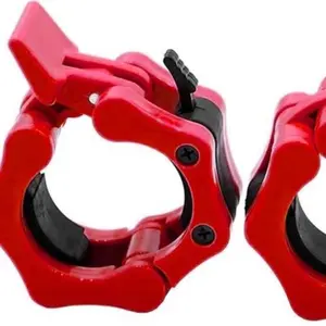 Heavy Duty 2-Inch Barbell Clamps – Quick Release Olympic Weightlifting Collars, Locking Plate Clips for Fitness & Training (Pair, Red)