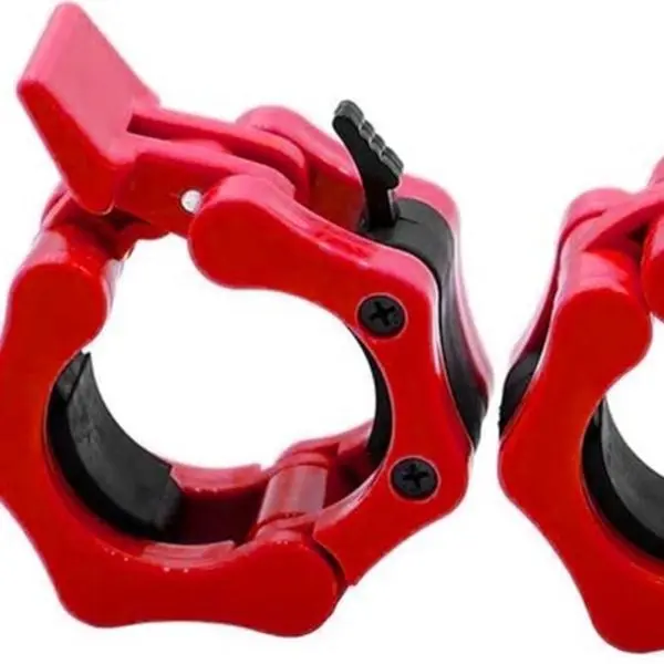 Heavy Duty 2-Inch Barbell Clamps – Quick Release Olympic Weightlifting Collars, Locking Plate Clips for Fitness & Training (Pair, Red)