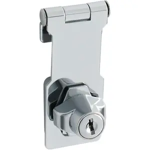 Keyed Hasp Lock,3 Inch Safety Packlock Clasp Hasp Lock Latch with Lock,Door Hinge Lock with  Keyed Locking Hasp for Cabinets Closets Doors,Chrome