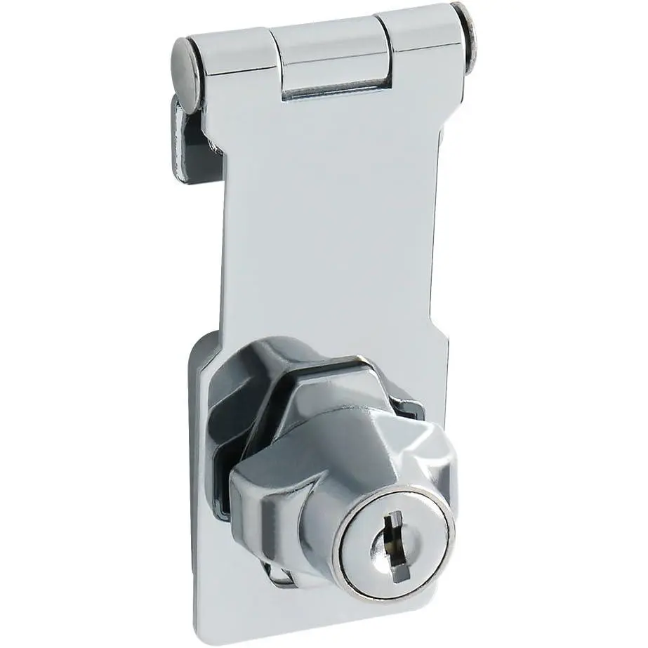 Keyed Hasp Lock,3 Inch Safety Packlock Clasp Hasp Lock Latch with Lock,Door Hinge Lock with  Keyed Locking Hasp for Cabinets Closets Doors,Chrome
