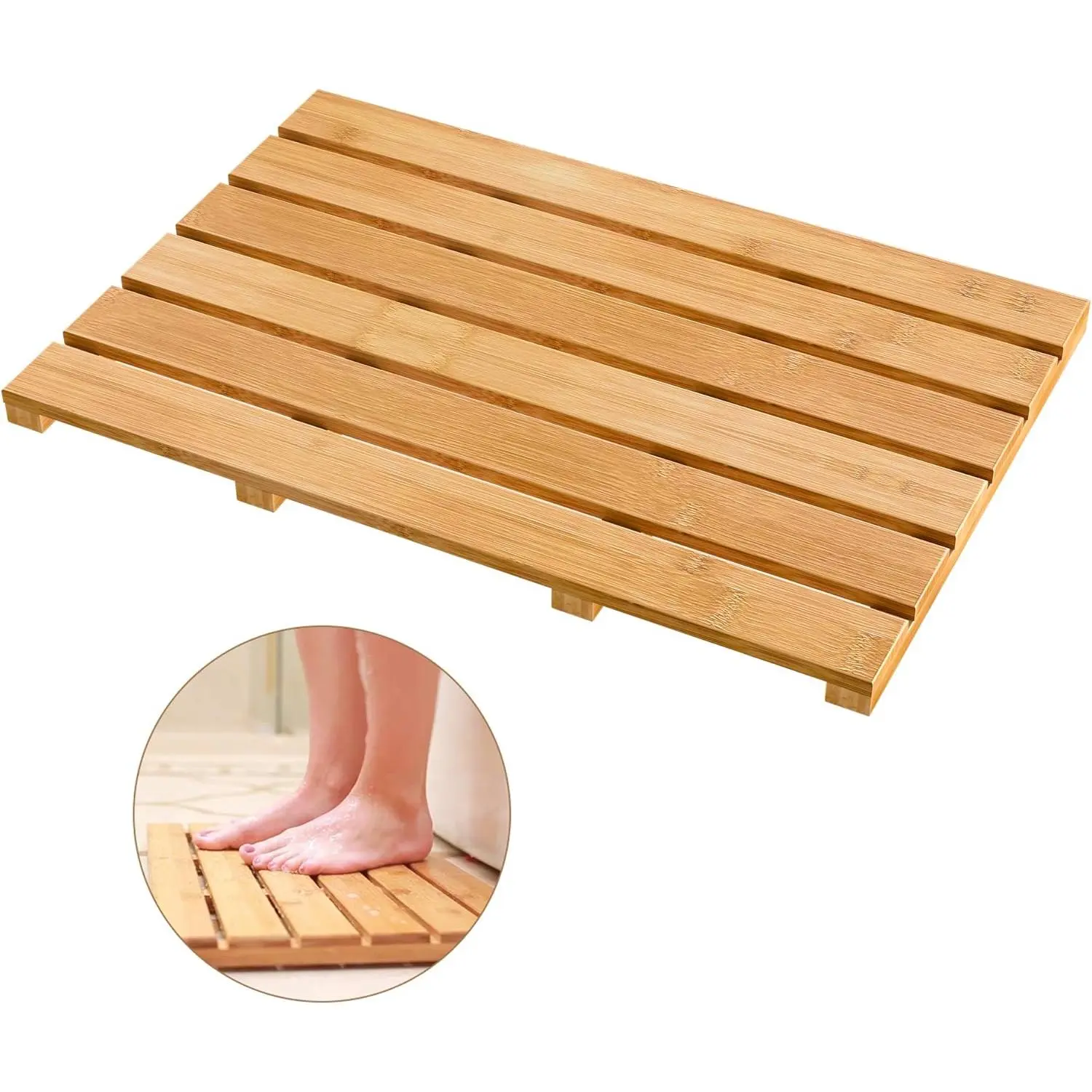 Luxury Synthetic Rubber Bath Mat with Slats - Non-Slip, Durable, Waterproof, Drip-Resistant, Multi-Functional Bathroom Carpet for Indoor, Outdoor Use, Cold Wash Safe, Easy to Clean