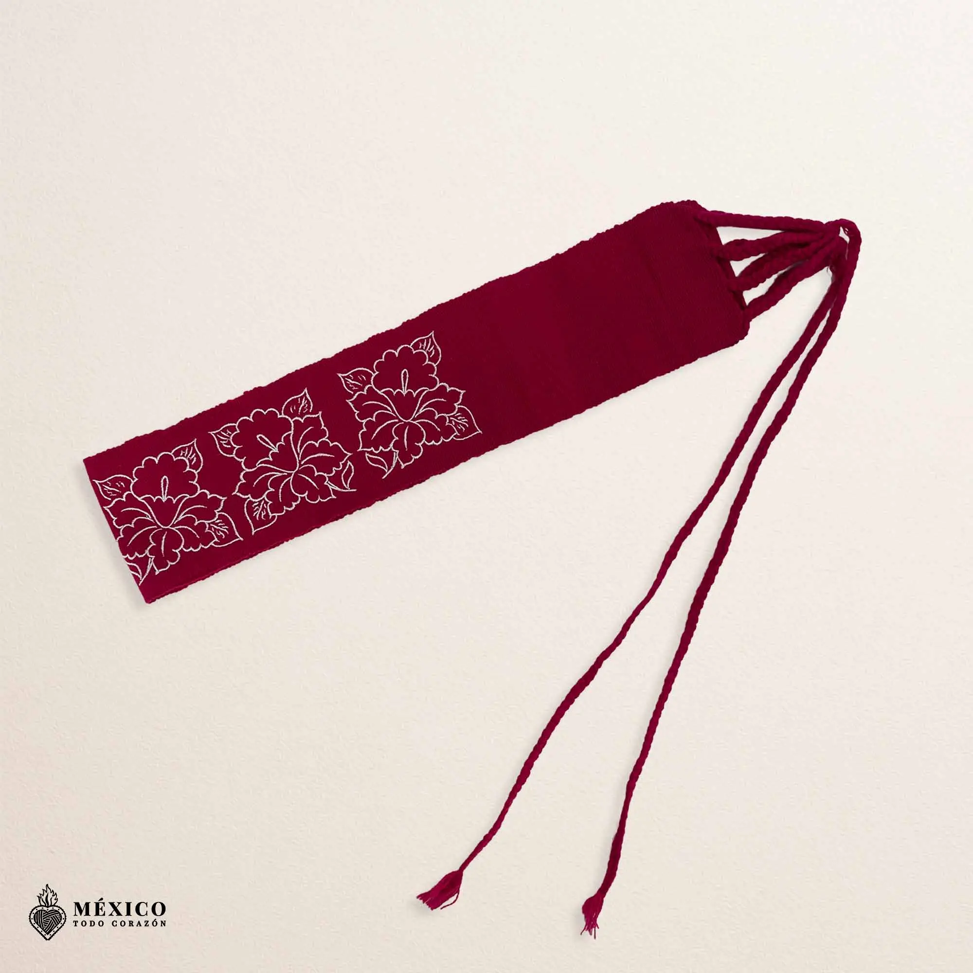 Pink Embroidered Unisex Mexican Waist Belt - Handcrafted Synthetic Faja with Alcatraz Design, Shaped Buckle, Adjustable for Cultural Celebrations, Mexican Theme Party